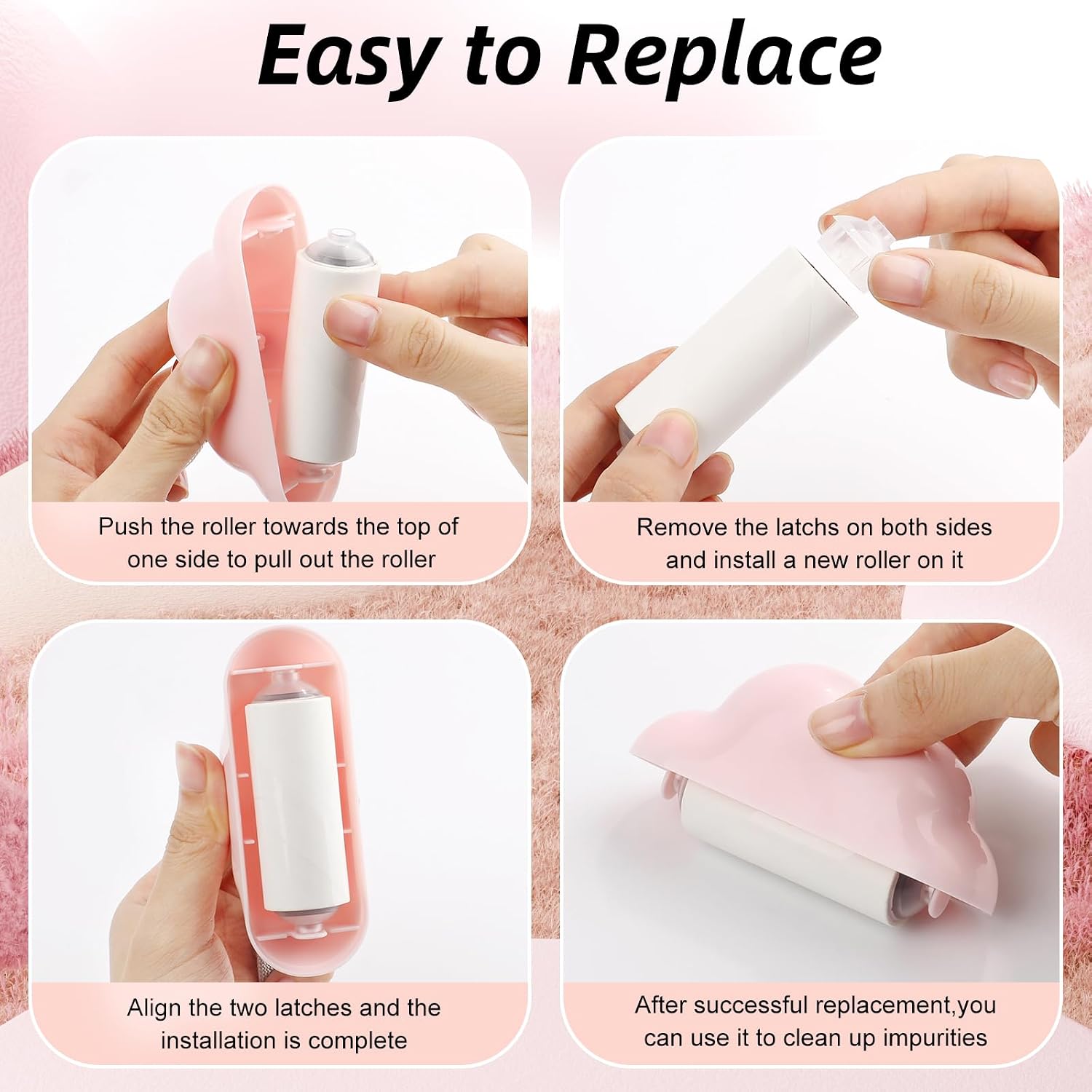 Pink Cloud Mini Lint Roller Travel Size,Reusable Mini Travel Sticky Roller,Portable Lint Roller Dog and Cat Pet Hair Remover for Clothes, Furniture(150 Sheets)
