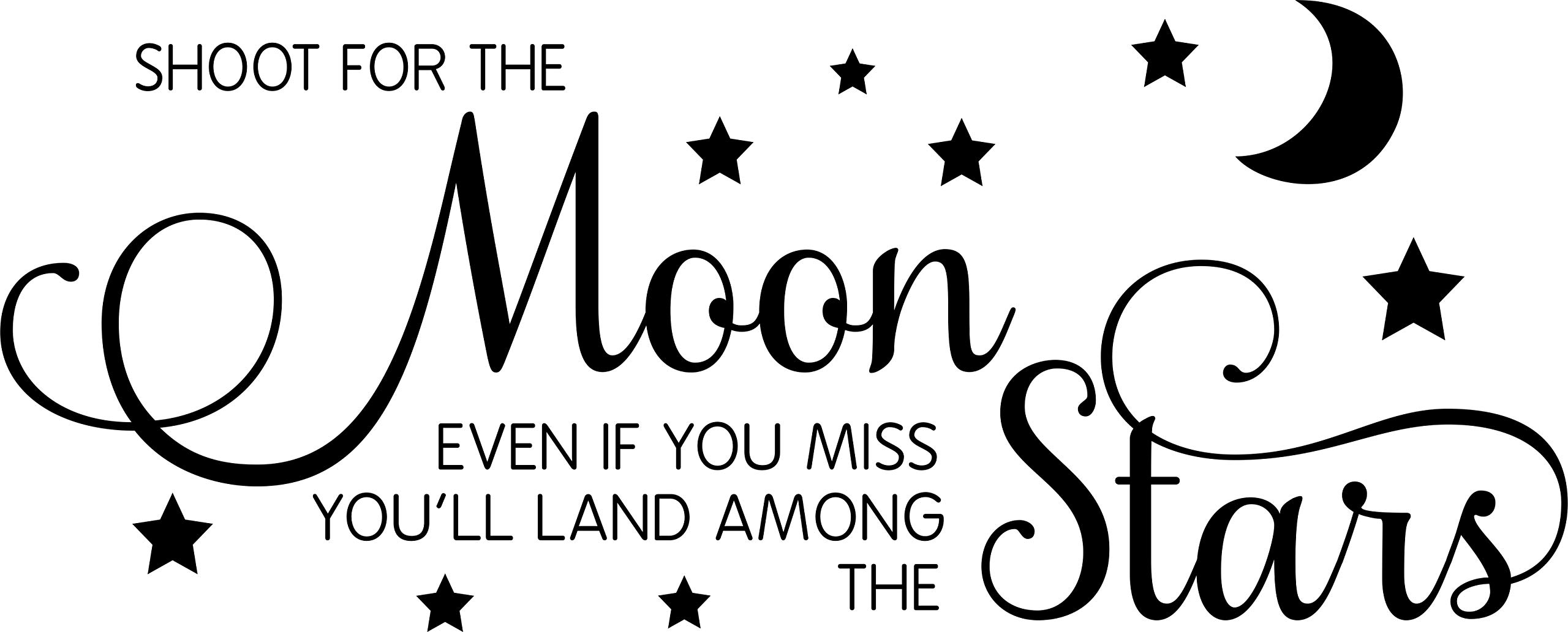 Childs Wall Quote Shoot for the Moon Black Large 100cm Wide x 42cm high