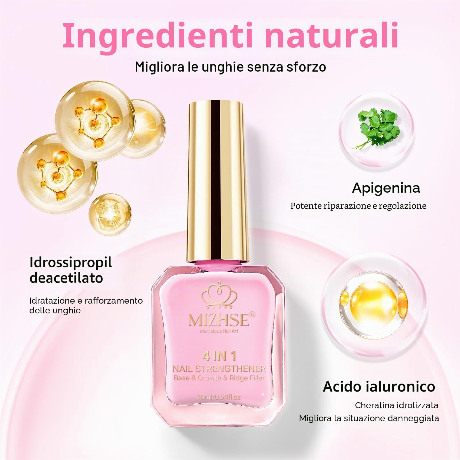 MIZHSE Rafforzatore per unghie, indurente per unghie fragili, prodotti per la cura delle unghie, extra forti