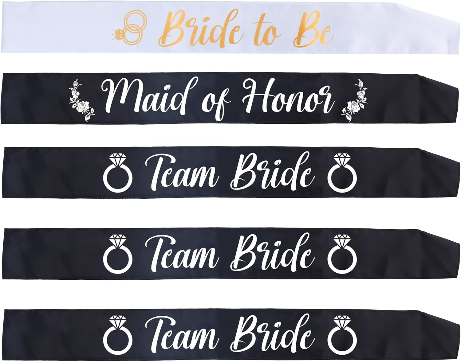 Bride to Be, Maid of Honor, & 3 Team Bride Sash Set