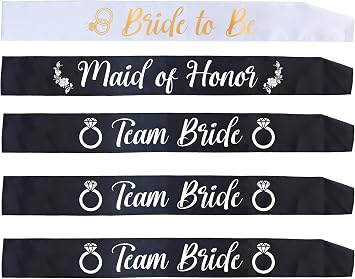 Bride to Be, Maid of Honor, 3 Team Bride Sash Set - Wedding Party Sash Bundle | Bachelorette Party Bridesmaid Sashes Tribe Squad Crew Bridal Shower Decorations Favors Supplies Favor Bridesmaids Gift