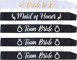Bride to Be, Maid of Honor, & 3 Team Bride Sash Set - Wedding Party Sash Bundle | Bachelorette Party Bridesmaid Sashes Tribe Squad Crew Bridal Shower Decorations Favors Supplies Favor Bridesmaids Gift