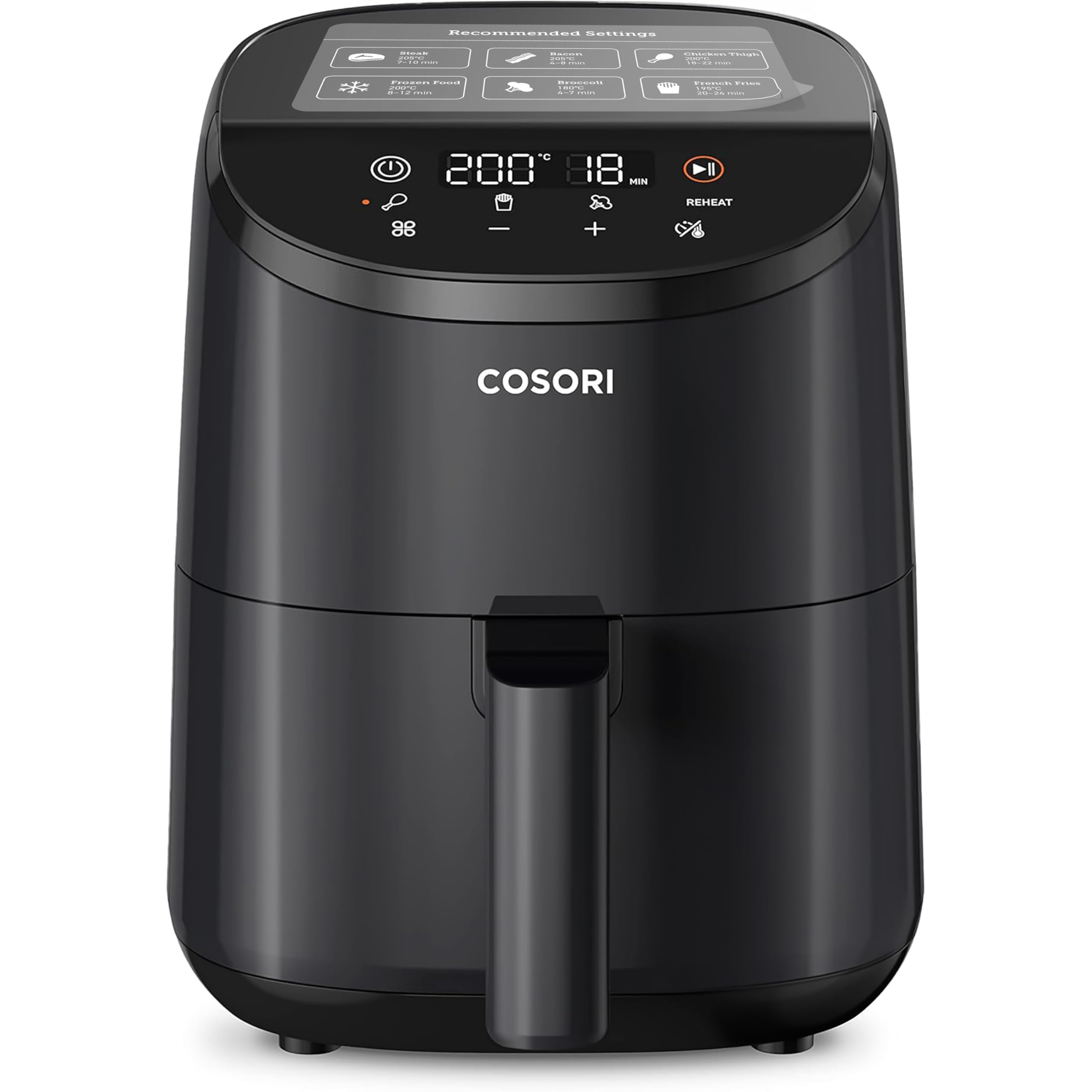 COSORI Friggitrice ad Aria 2 Litri, Air Fryer Portatile a Risparmio Energetico Con 30 Ricette Online, 4 Funzioni Con Riscaldamento, 97% Meno Olio, 75-205℃ Regolabile, Lavabile in Lavastoviglie, LI211
