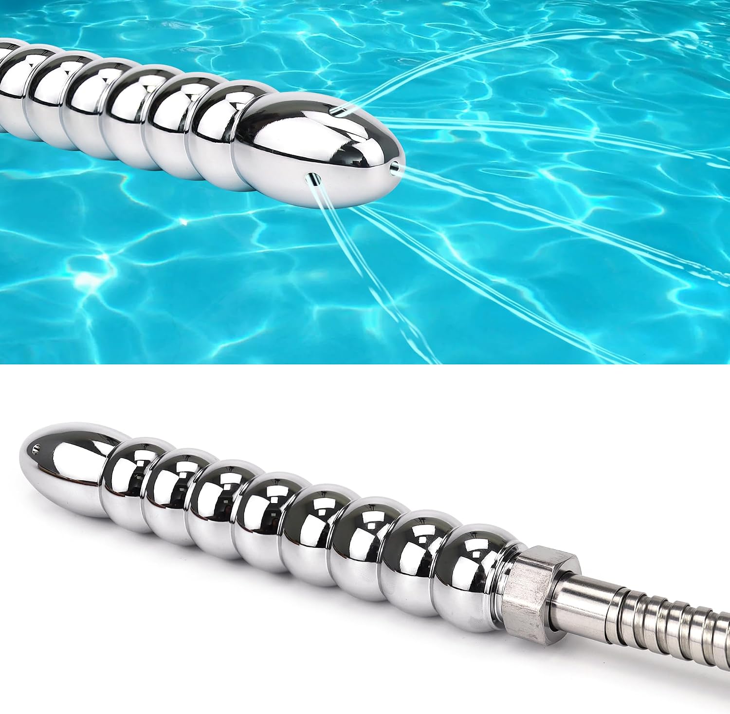 Shower Enema 5 Holes Shower Douche Attachments - Deluxe Aluminium Shower Head Anal/Vaginal Cleaning Kit with Velvet Carry Bag Shower Douche Nozzle for Men Women