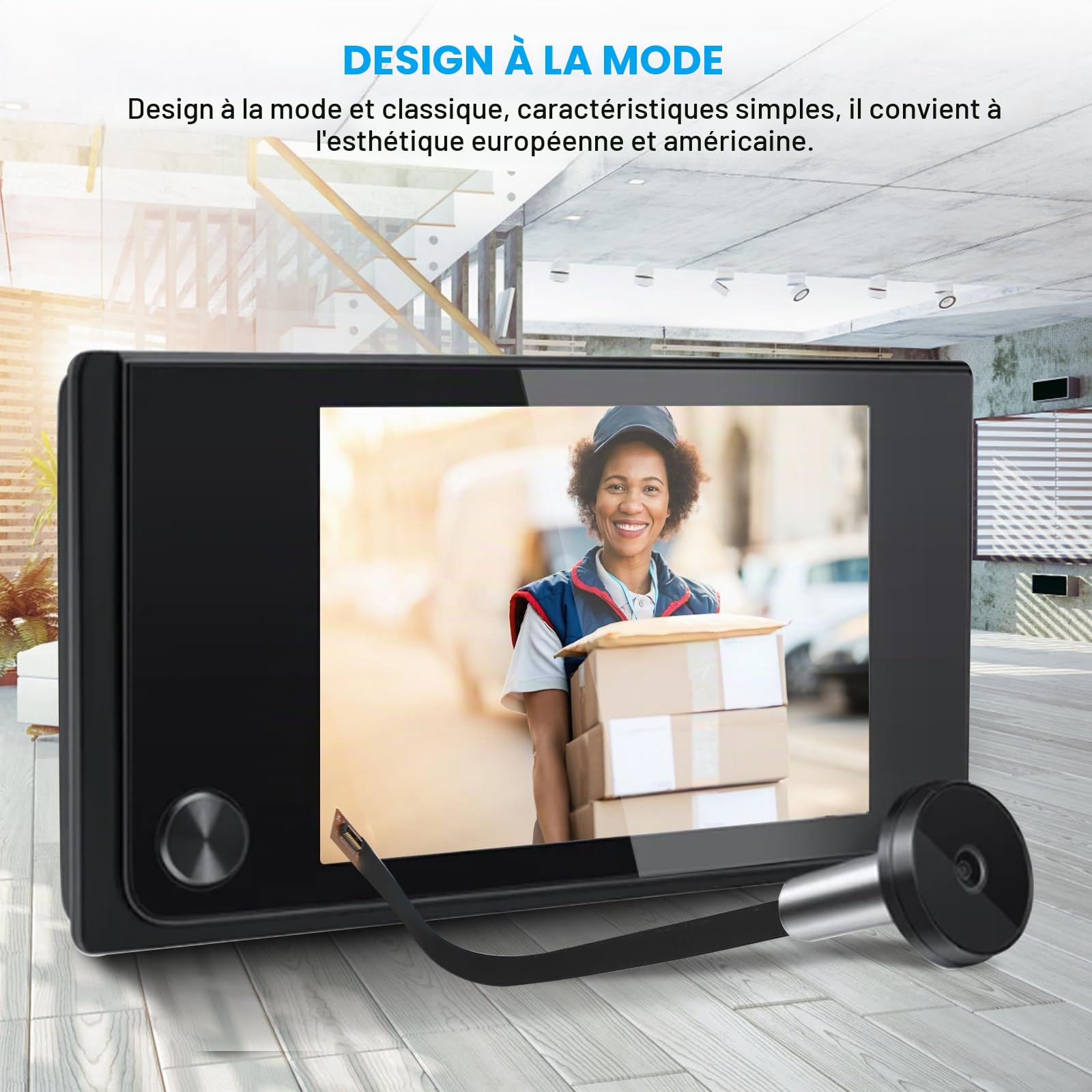 Judas vidéo 3,5" Caméra de porte Viewer Angle de vision 120° avec capteur OV HD pour la maison, sans vision nocturne Noir