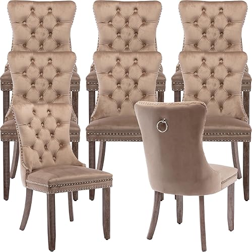 Miniatura 88 de Juego de 2 sillas de cocina y comedor de terciopelo, respaldo exterior capitoné, tapizadas en terciopelo, estructura de madera maciza (celeste, 2