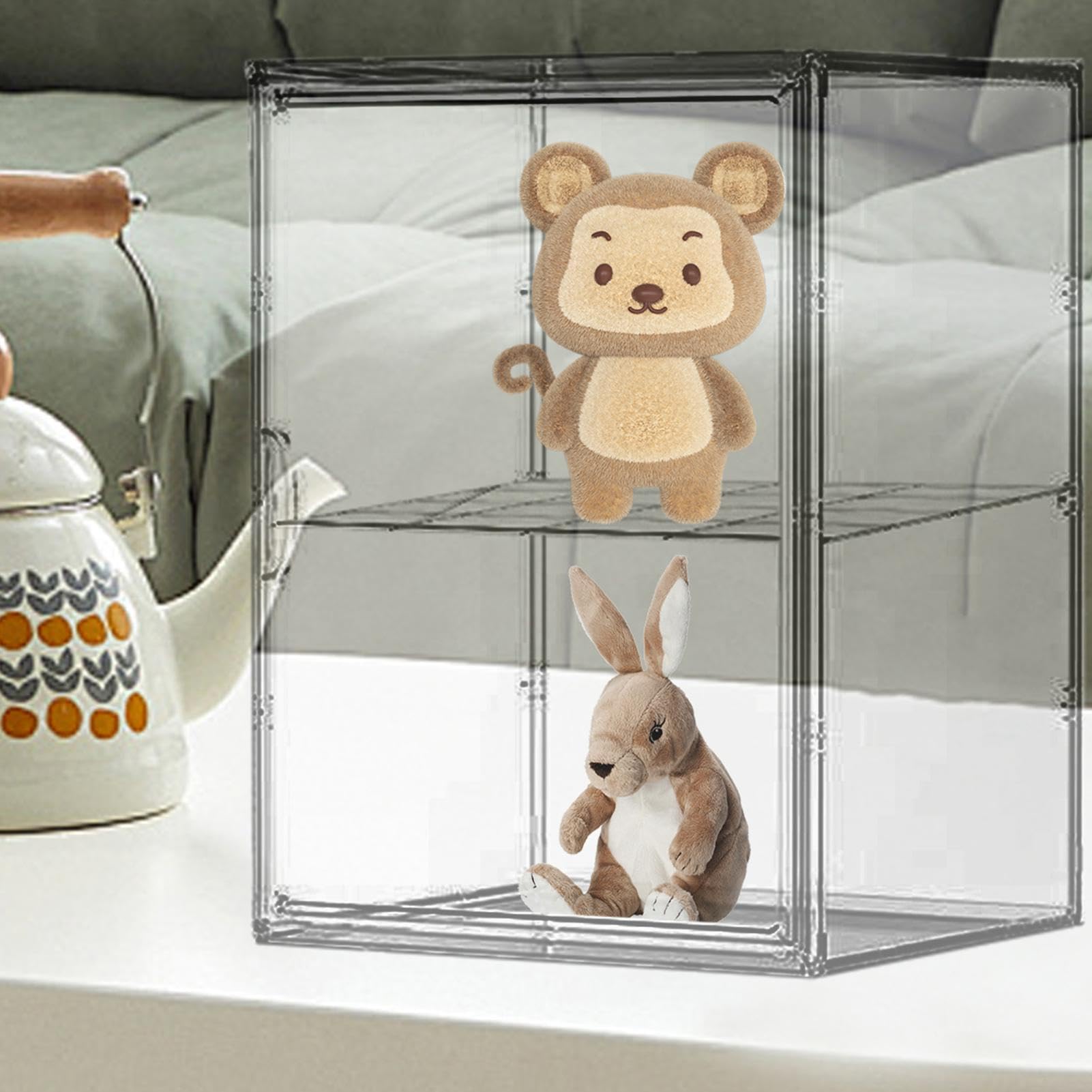 Contenitori per bambole in peluche, vetrina per bambole