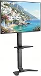 Floor TV Stand for 37-86" TVs, Ultra Slim, White | Space-saving TV stand, curved base, media shelf, height and tilt adjustment, cable management and VESA 600x400