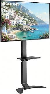 Ultra Slim Floor TV Stand for 37–86 Inch TVs, Modern Curved Base with Sh...