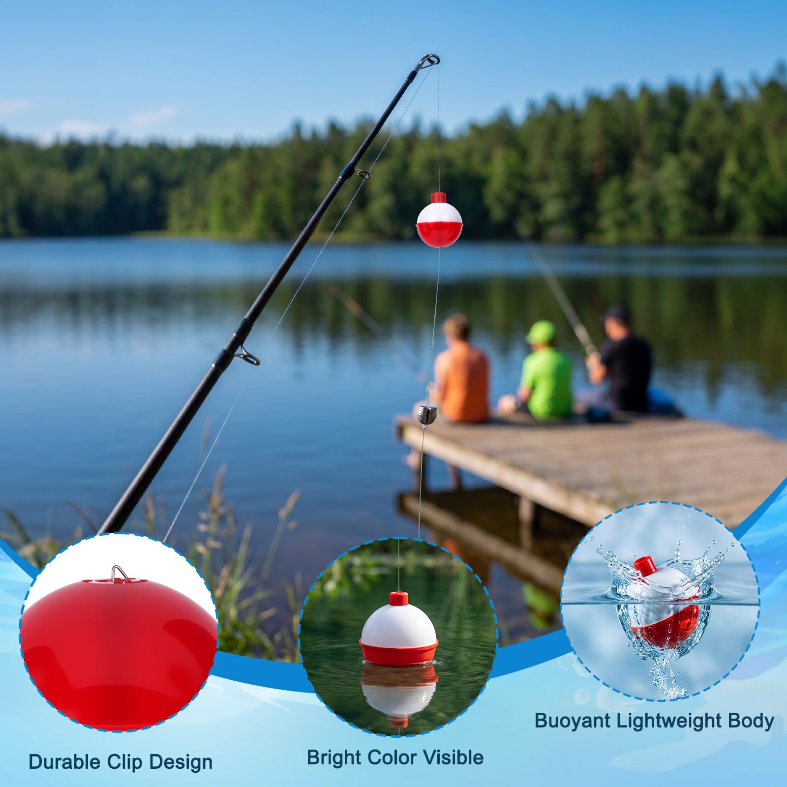 Coopay Fishing Bobbers 30Pcs-50Pcs/Lot Hard ABS Fishing Floats Set Snap on Float Red/White Bobbers Push Button Round Buoy Tackle Accessories