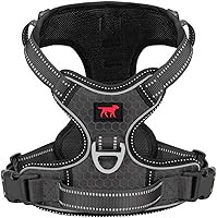 Vista 8 de Tuff Pupper Arnés para perro sin tirones, chaleco resistente para mascotas, clips para correa delantera y trasera, mango de seguridad fuerte