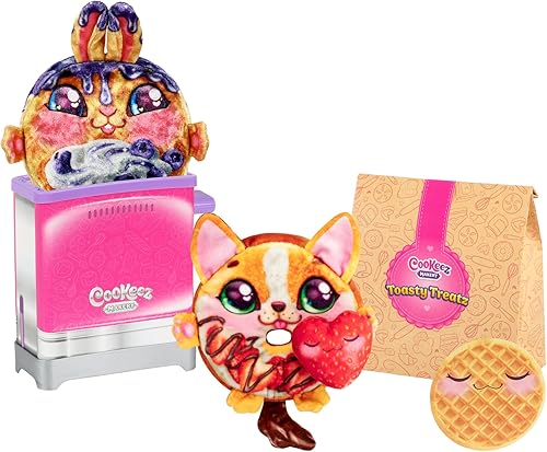 COOKEEZ MAKERY Toastadora Toasty Treatz con felpa perfumada, paquete de 2 haz un amigo de peluche sorpresa suave y esponjoso. Haz un pop in-pan y ve