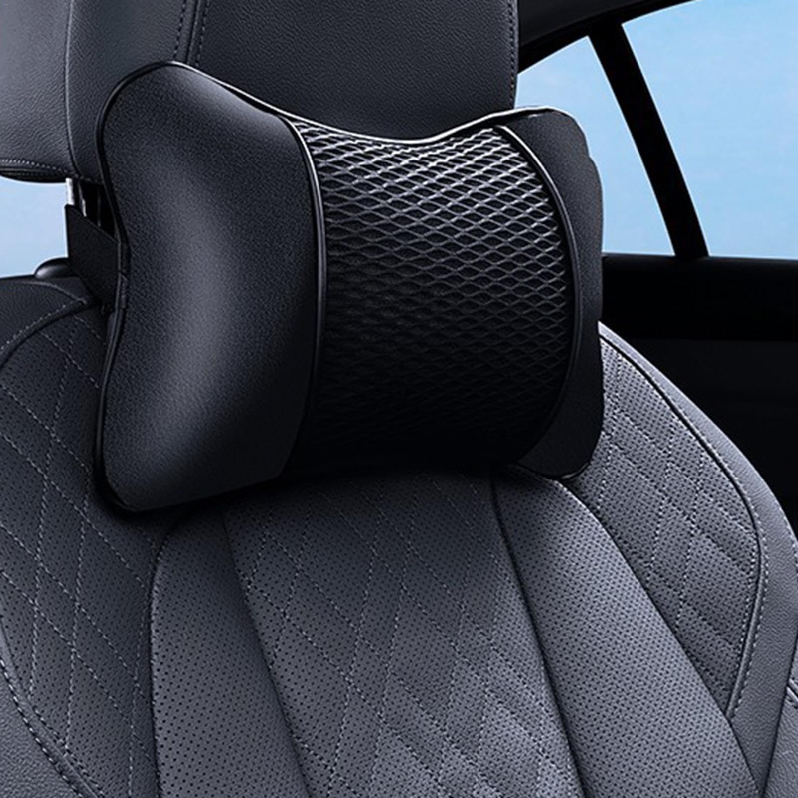 Oreiller cervical pour siège de voiture, coussin cervical pour voiture, Oreiller de soutien du cou de voiture élastique et respirant, Coussin repose-nuque pour appui-tête, oreillers de voyage pour la