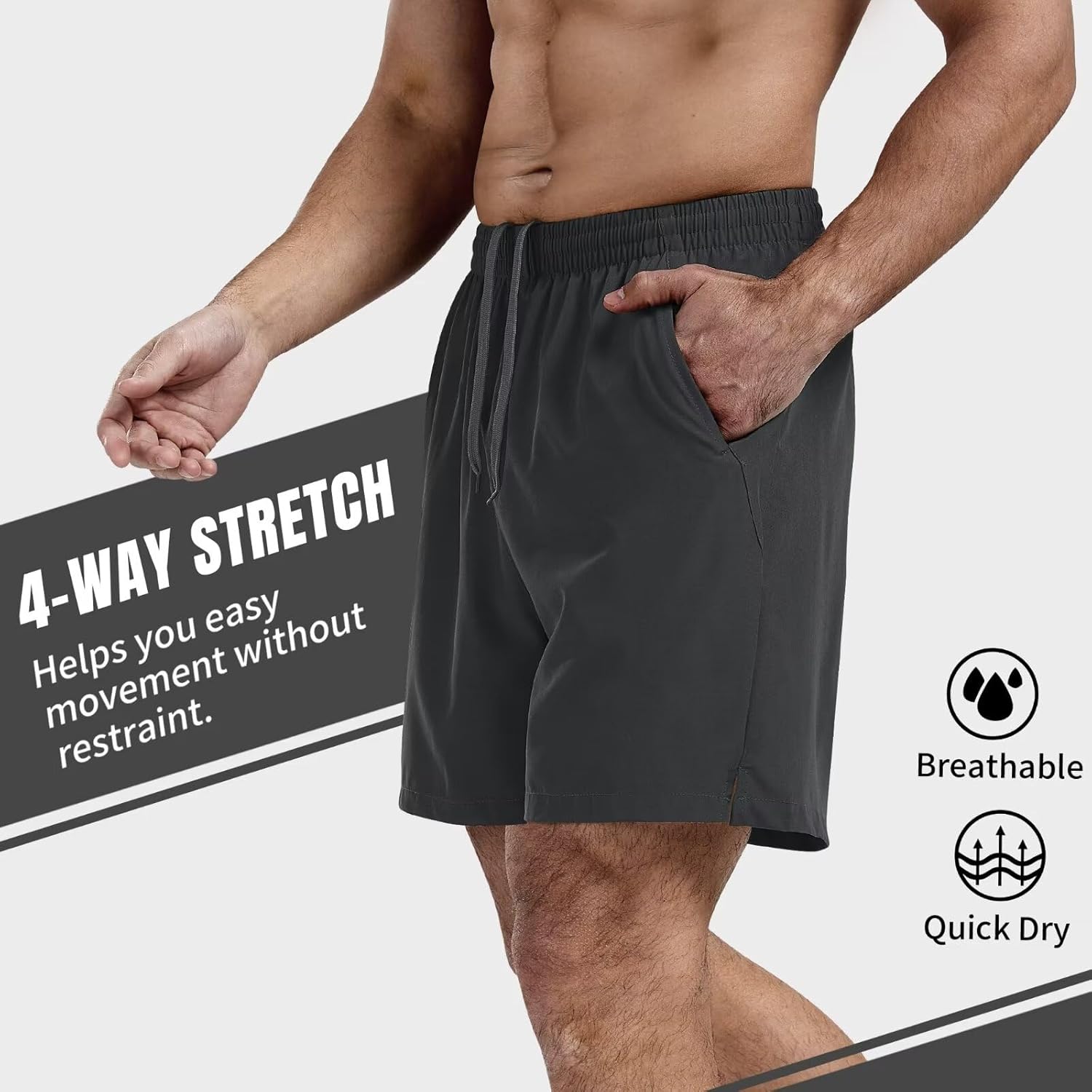 3 Pack Men's Athletic Running Shorts 5 Inch,Quick Dry Gym Workout Shorts with Zip Pockets - Image 4