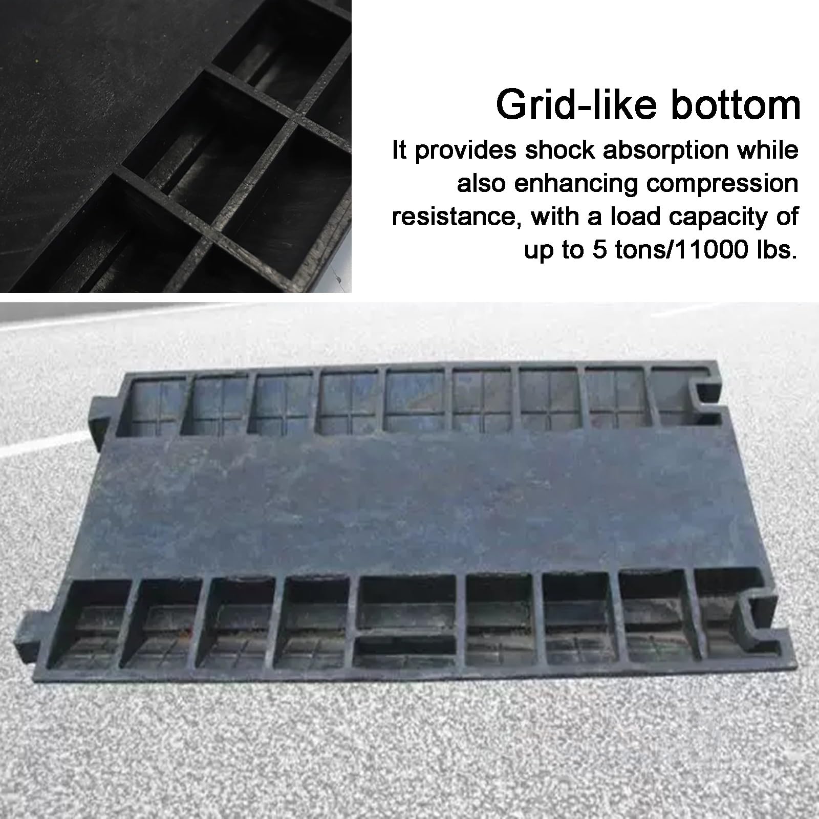 Pasacables Suelo de 3 Canales, Protector de Cable para Exteriores, Reductor de Velocidad de Goma, 90x49x6.5 cm, Capacidad de 5 Toneladas, para Grava, Asfalto y Hormigón