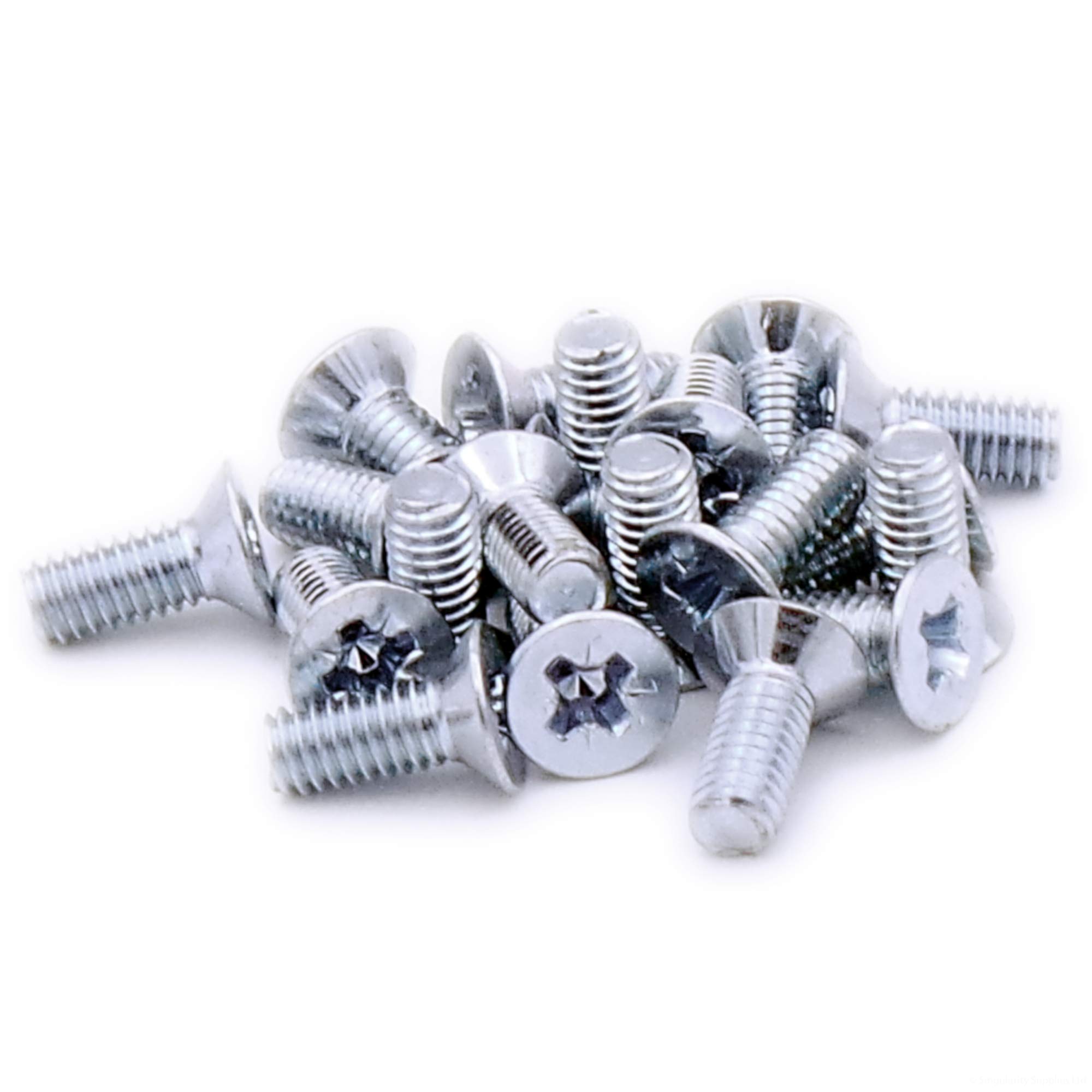 Singularity Supplies Silver M4 (4Mm X 12Mm) Pozi Countersunk Machine Screw (Bolt) - Steel (Pack Of 20)