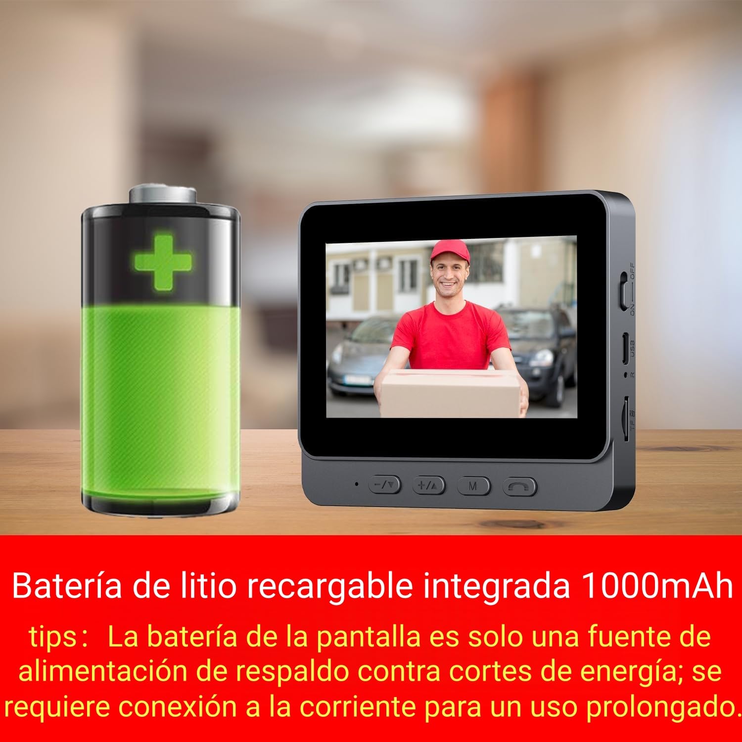 TKMARS Timbre Inalámbrico Exterior Impermeable, Timbre de Vídeo con Pantalla y Cámara 1080P Videoportero IP65 Intercomunicador Doorbell Cámara al Aire Libre Notificación Instantánea Visión Nocturna
