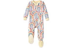Rainbow Pajamas for Young Girls: Non-Slip Footed, 100% Organic Cotton