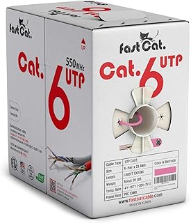 fast Cat. Cat6 Ethernet Cable 1000ft - Insulated Bare Copper Wire Internet Cable with Noise Reducing Cross Separator - 550MHZ / 10 Gigabit Speed UTP LAN Cable 1000 ft - CMR (Pink)