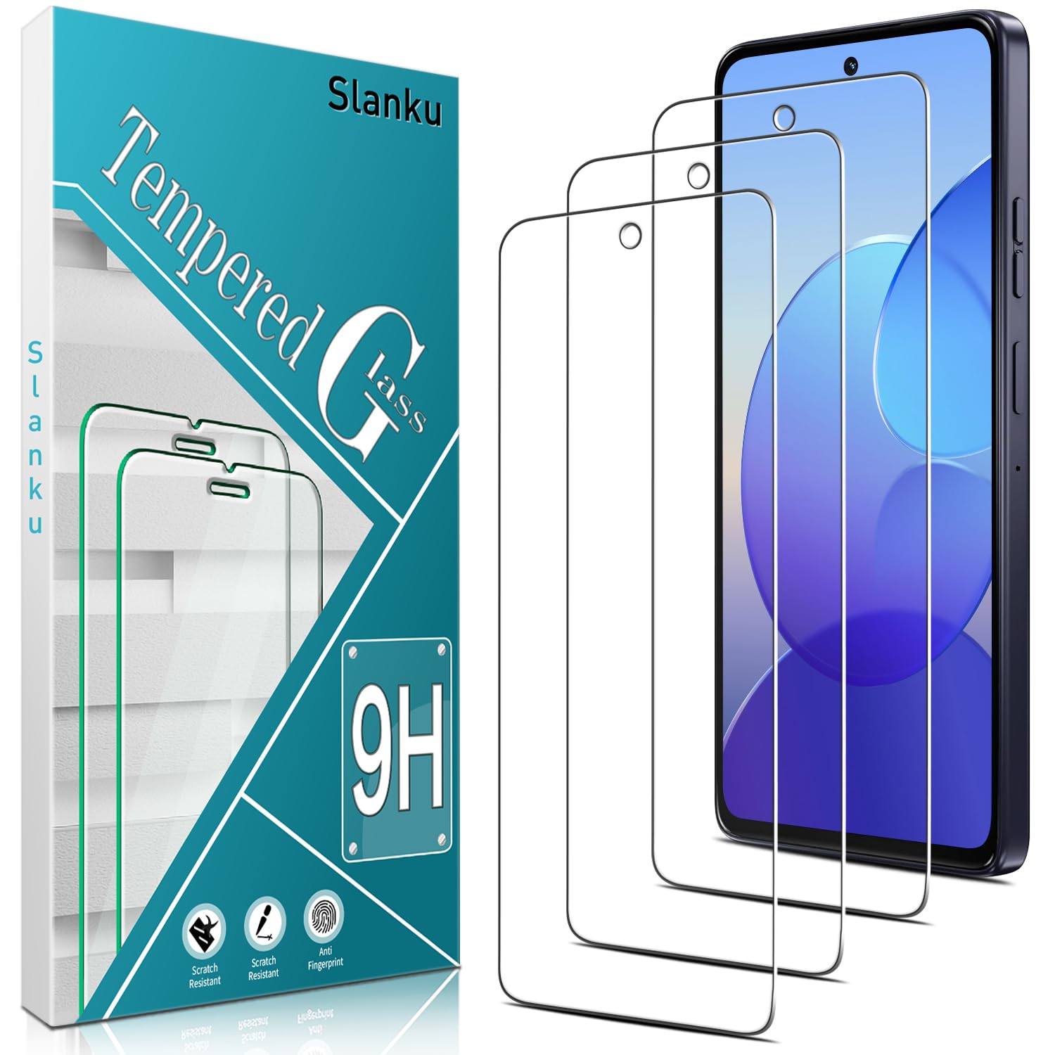 Slanku (3 Pack for Moto G Power 5G 2025 Screen Protector, 9H Tempered Glass, Touch Sensitivity, Scratch Resistant, Case Friendly
