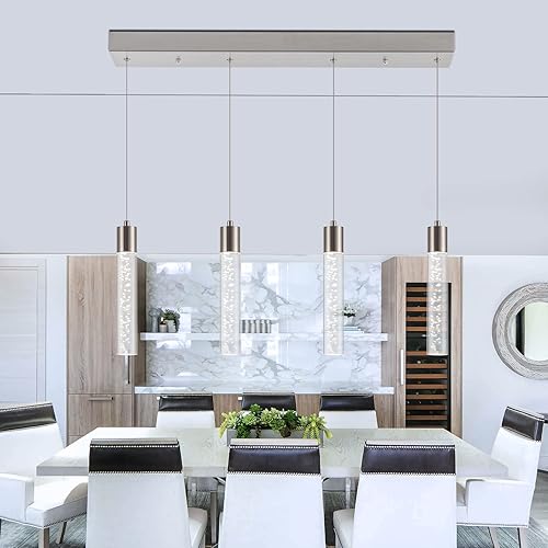 Miniatura 6 de Lámpara colgante para isla de cocina con control remoto y regulable, moderna lámpara colgante de níquel cepillado para comedor 3000K4000K6000K