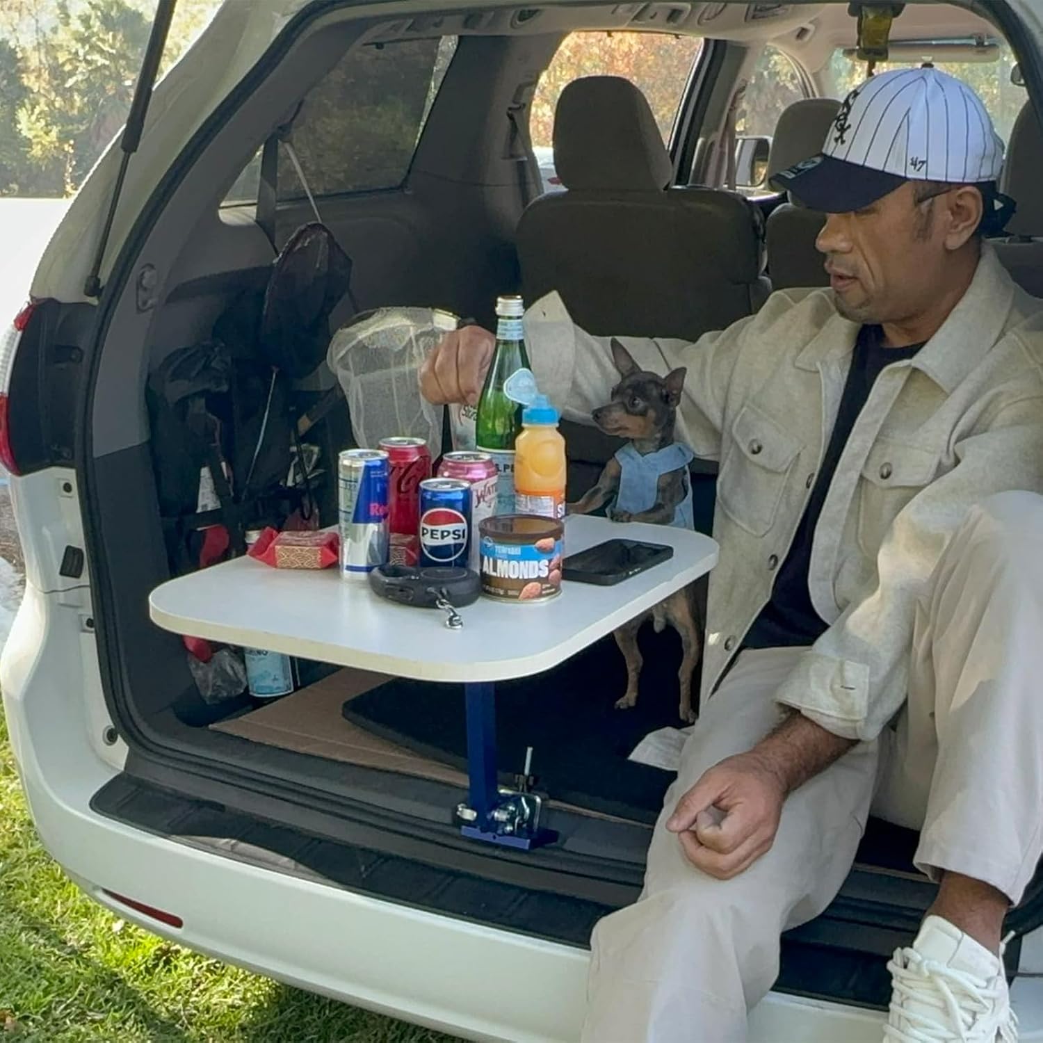 HKTE Car Tailgate Table for SUVs and Vans, Multi-Functional Folding Camping Table for Cars, Ideal for Outdoor Activities, Road Trip Travel, and Tailgating