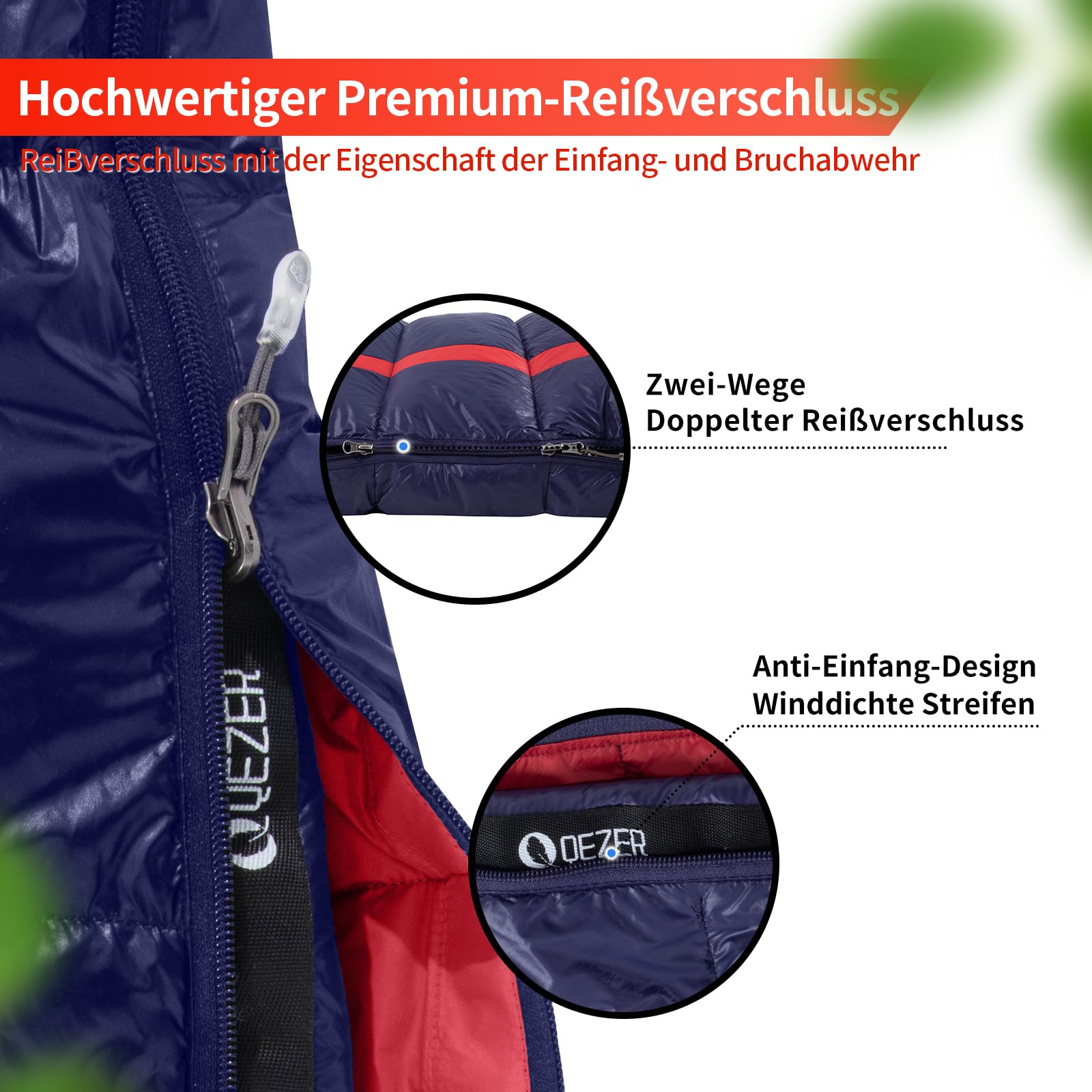 Saco de Dormir Plumón 220x80cm 8~-3℃ 4 Estaciones Ultraligero Camping Senderismo