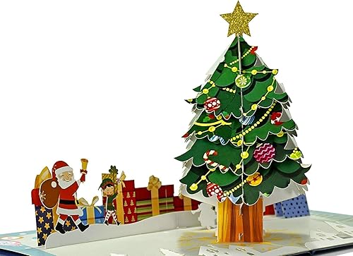 Miniatura 8 de CUTPOPUP - Tarjeta de felicitación navideña 3D con texto en inglés Merry Christmas (árbol de Navidad)