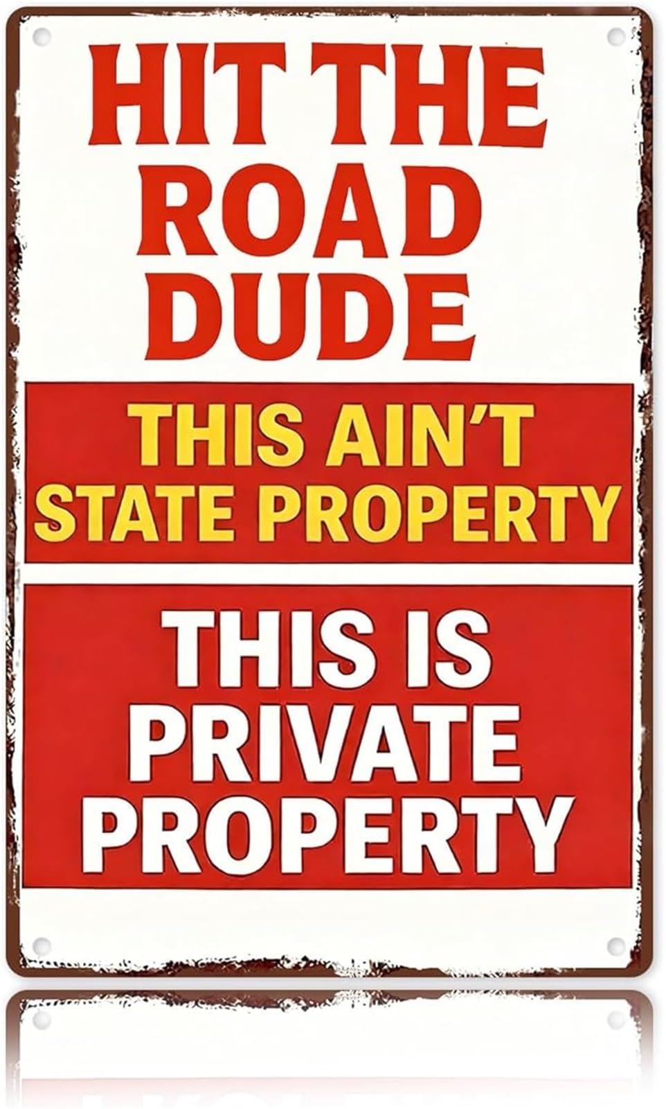 MQXFCZUX Hit The Road Dude Metal Tin Sign Vintage Garage Decor Funny Gift for Driveway Entrance Farm Ranch Gate 8 X 12 in