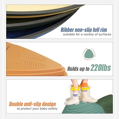 Miniatura 2 de Stepping Stones para niños, juego de 6 piezas para equilibrio con parte inferior antideslizante, coordinación de ejercicio y estabilidad