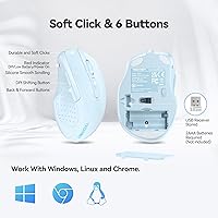 Vista 7 de TECKNET - Mouse inalámbrico y ergonómico de 2.4 GHz, mouse óptico para computadora, PC, Chromebook, Notebook, 6 botones, vida de batería de 24 azul
