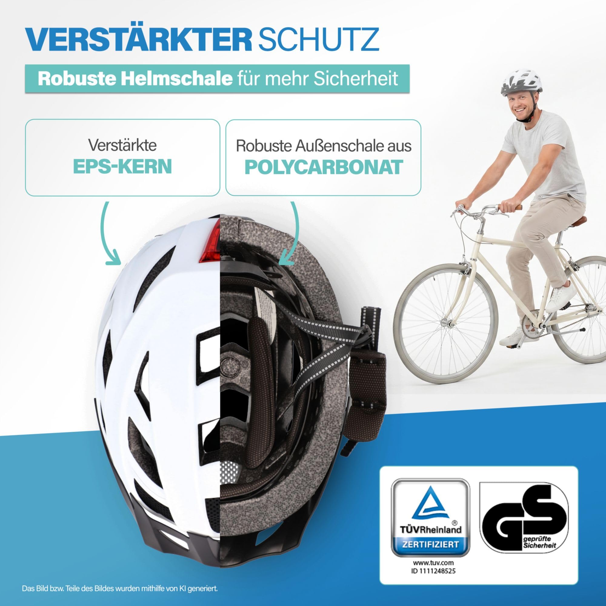 Fischer Casque de vélo Unisexe Urban Plus, Blanc, S/M, 52-59 cm
