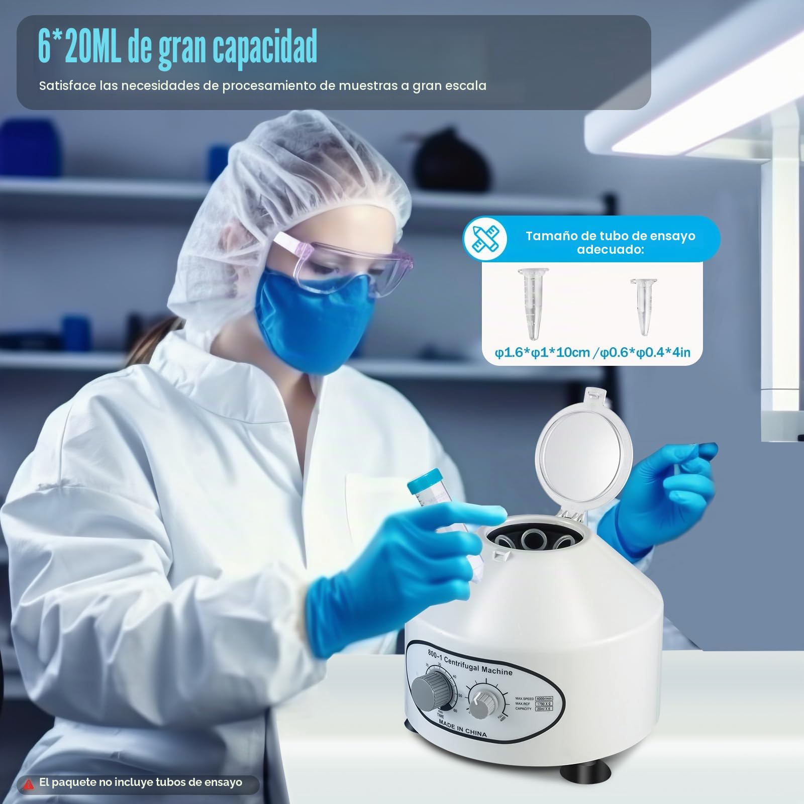 Hansemay Centrífuga de laboratorio eléctrica médica 6x20ml 800-14000U/m