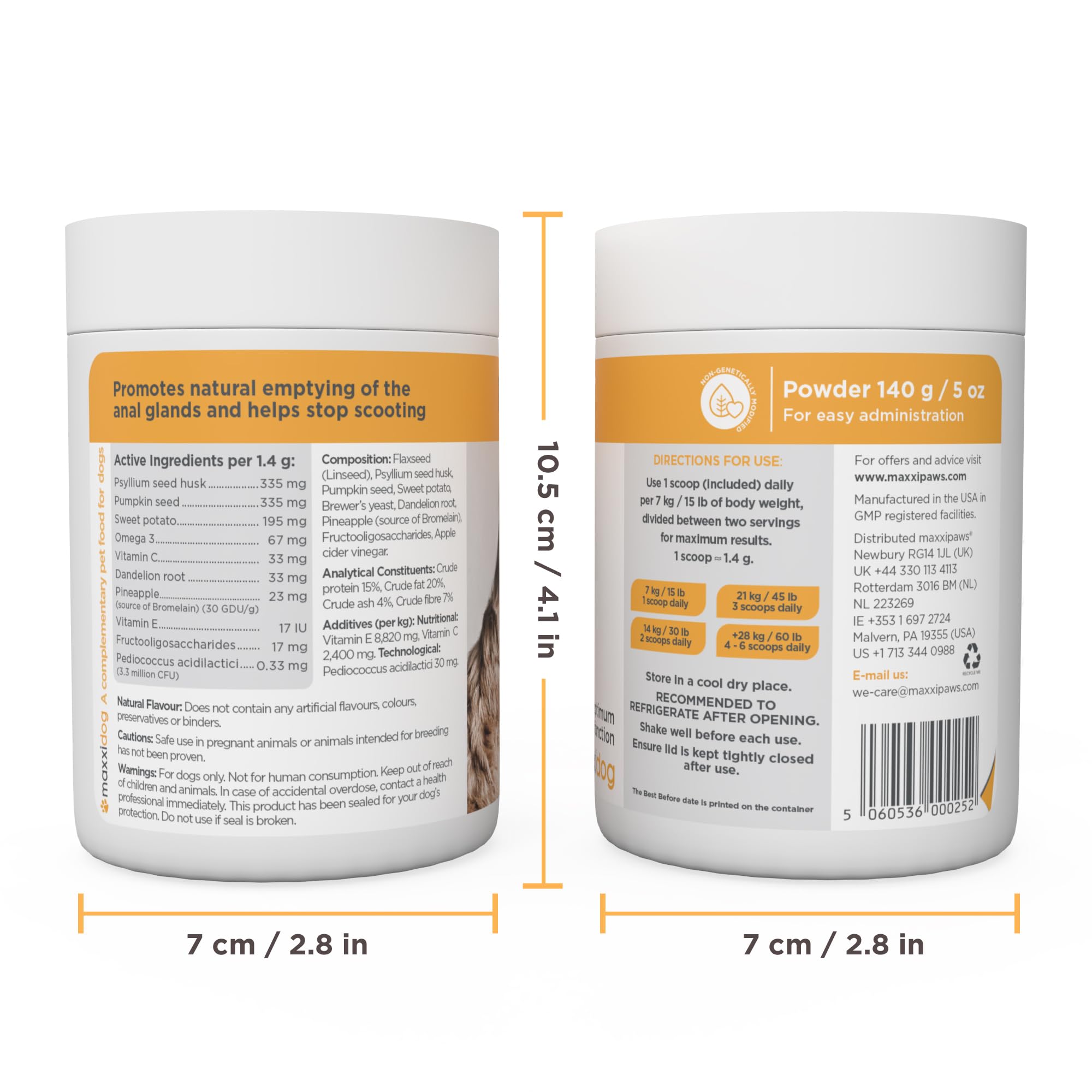 maxxipaws maxxiscoot Analdrüse & Darmgesundheit für Hunde - Nahrungsergänzungsmittel in Pulverform, 140g