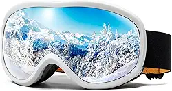 AVV Óculos de esqui OTG para homens e mulheres com lente de camada dupla anti-embaçamento, óculos de neve UV400 para snowboarding, snowmobile, patinação