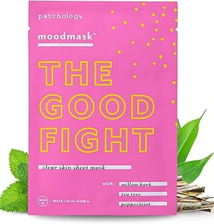 Patchology Moodmask The Good Fight Facial Sheet Mask - Hydrating & Soothing Face Mask for Men and Women - Willow Bark, Tea Tree & Peppermint for Moisture and Skin Support