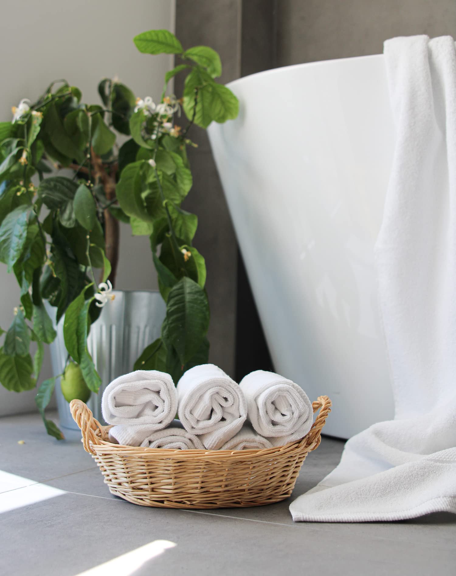 BANANALU Set di 5 asciugamani per ospiti, qualità 450 g/m2, 100% cotone, 30 x 50 cm, asciugamano ospite, cappuccino, bianco Swan, 12-0000