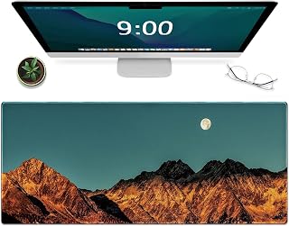 Galdas Mouse Pad,Office Desk Mat Large Gaming Keyboard Pad Durable Stitched Edges Washable Smooth Surface Control & Accuracy Extended Computer Mouse Mat (31.5X11.8In)-Golden Mountain Moon…