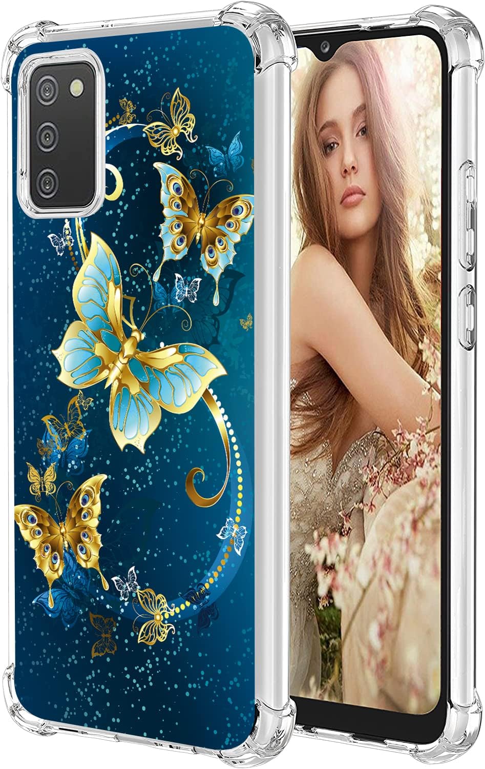 Starhemei for Galaxy A02S Case (US Version), Case for Galaxy A02S, Soft TPU Shock Absorption Flexible Gasbag Protection Case Cover for Samsung Galaxy A02S (Butterfly)