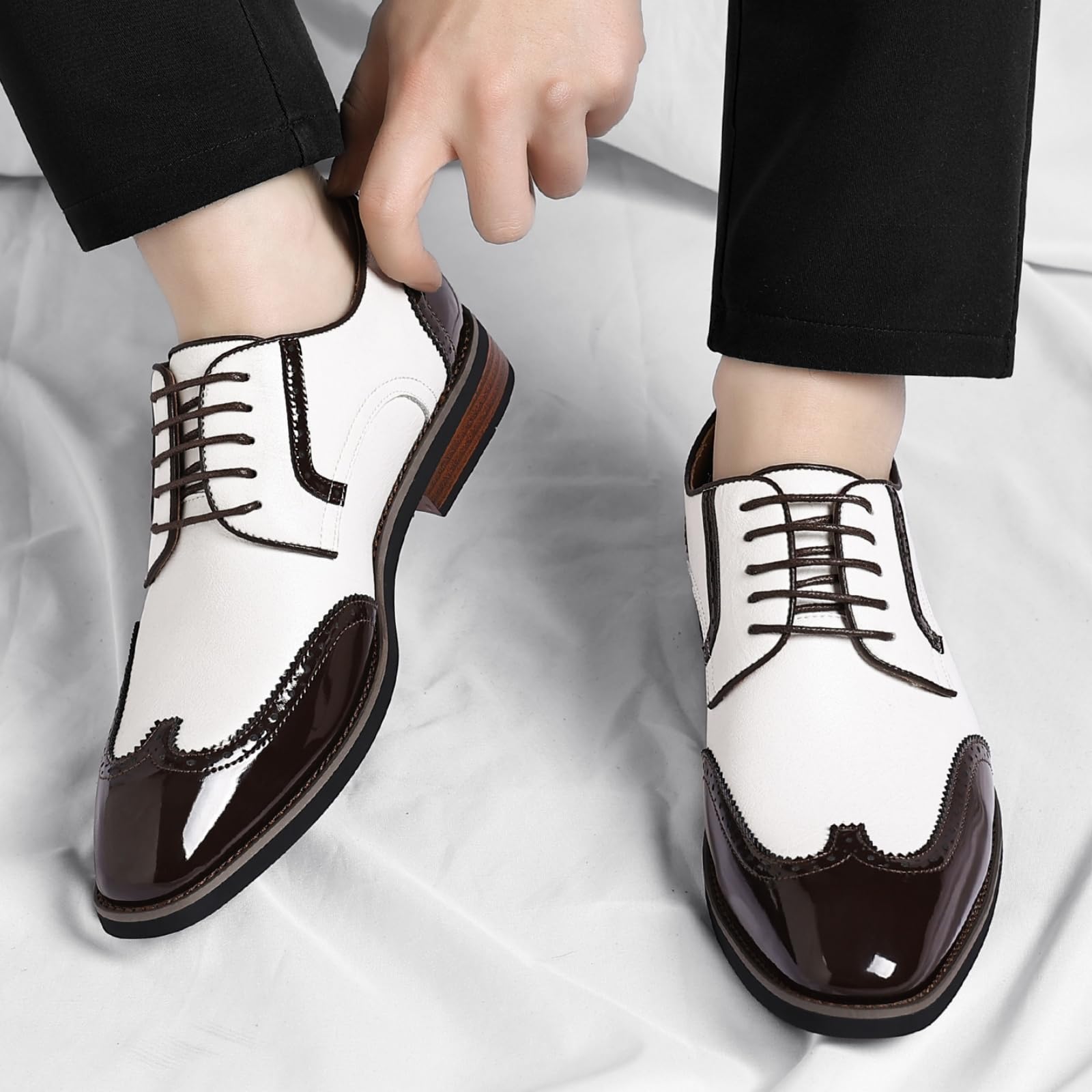 Scarpe Oxford da Uomo Scarpe Stringate Eleganti Brogue in Pelle A Punta Classiche per Ufficio E Matrimonio