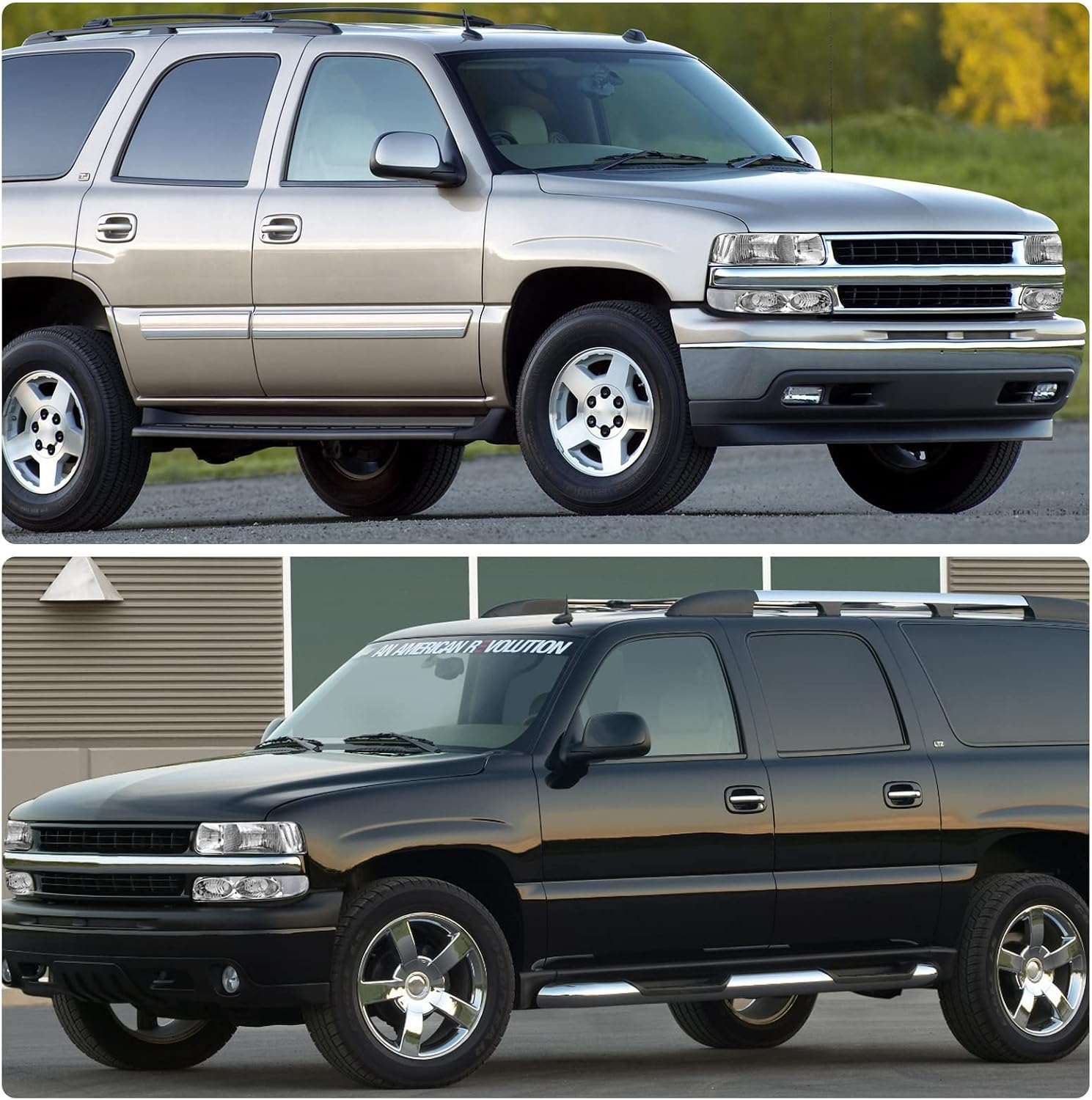 Headlight Assembly for 1999 2000 2001 2002 Chevy Silverado 1500 2500/1500HD 2500HD 3500/2000-2006 Tahoe/Suburban Chrome Housing with Clear Reflector
