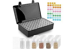 Seed Storage Box with 60 Bottles and Label Stickers, Opaque Light Proof Seed Organizer Kit