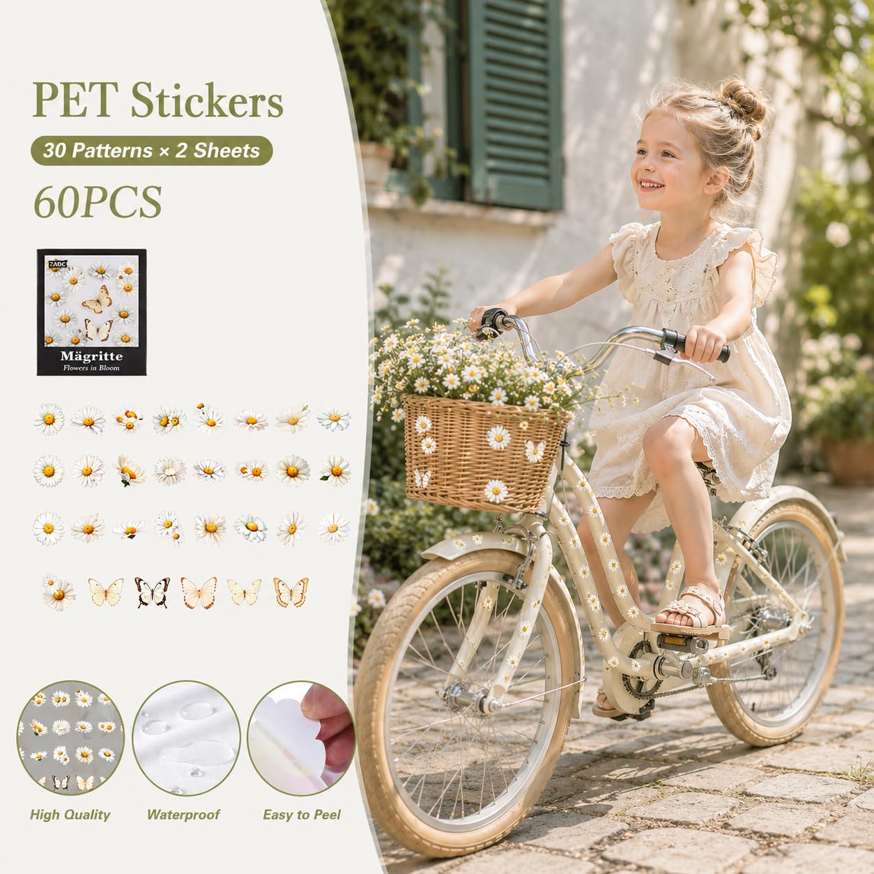 Set Di 20 Fogli Adesivi Floreali HABNI – Impermeabili, Colorati, Per Valigie, Laptop, Bici E Molto Altro