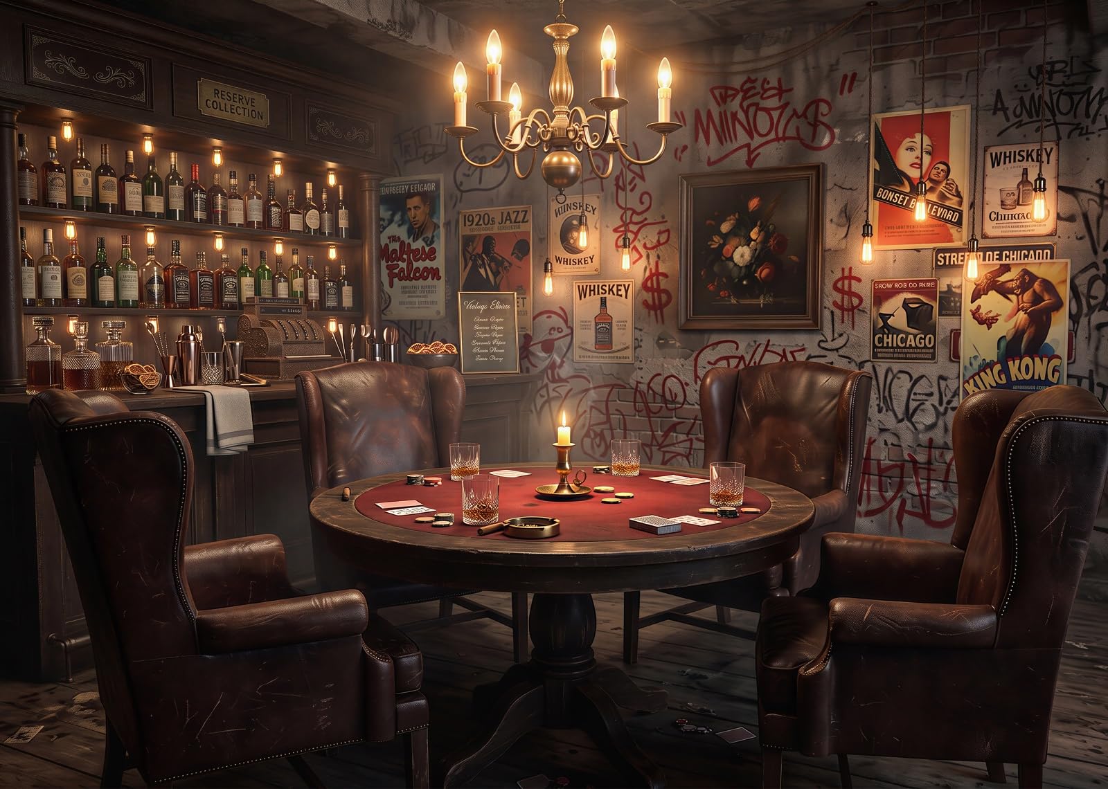 8x8FT (2.5x2.5m) Bar Poker Speakeasy Vintage Sfondo Fotografico