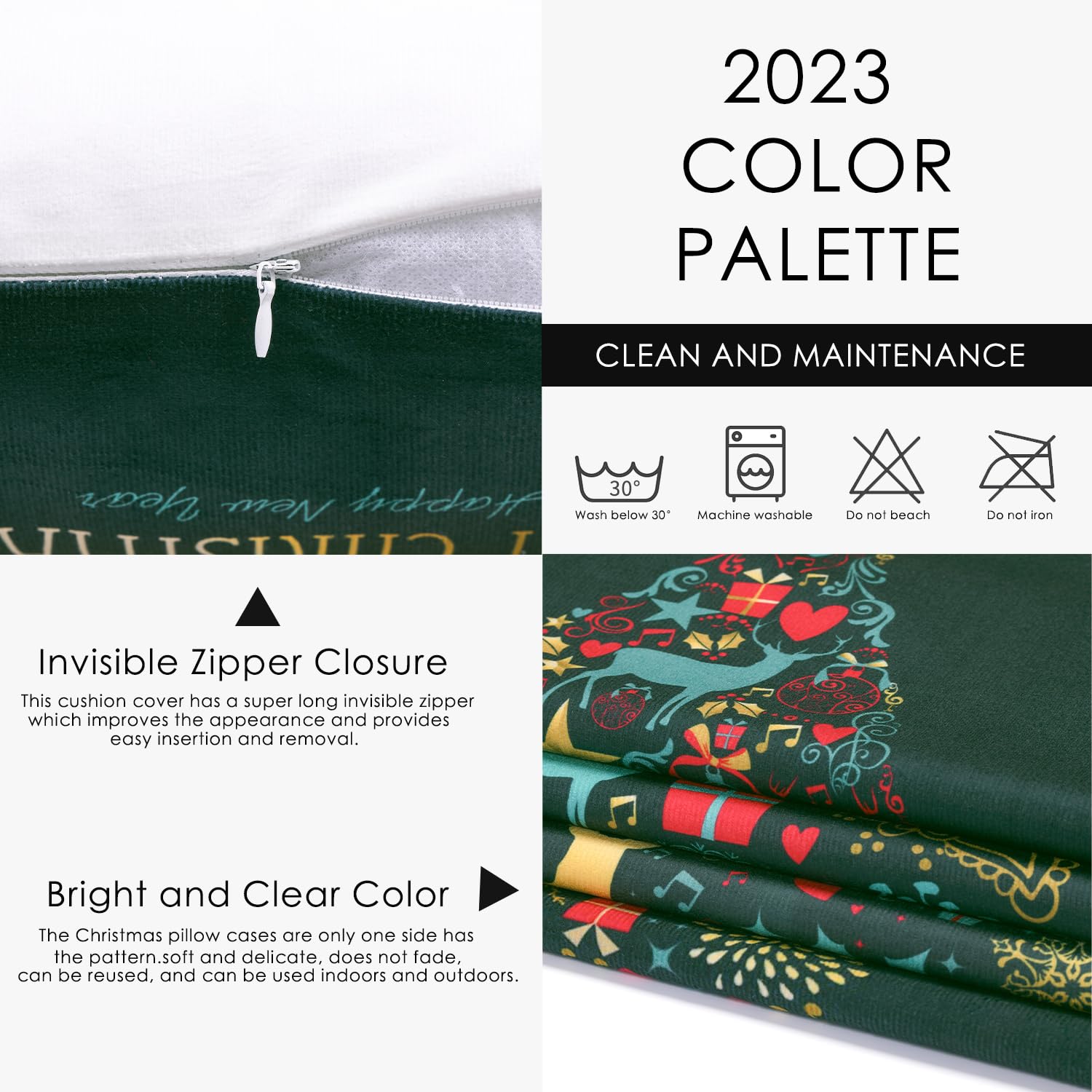 ORANIFUL Fodere Cuscini Natalizie 40x40 Set da 4 Verde Scuro Copricuscini Divano Velluto Quadrati Decorativi in Lino per Letto Décor Casa Auto (Natale 07, 4 Pezzi)