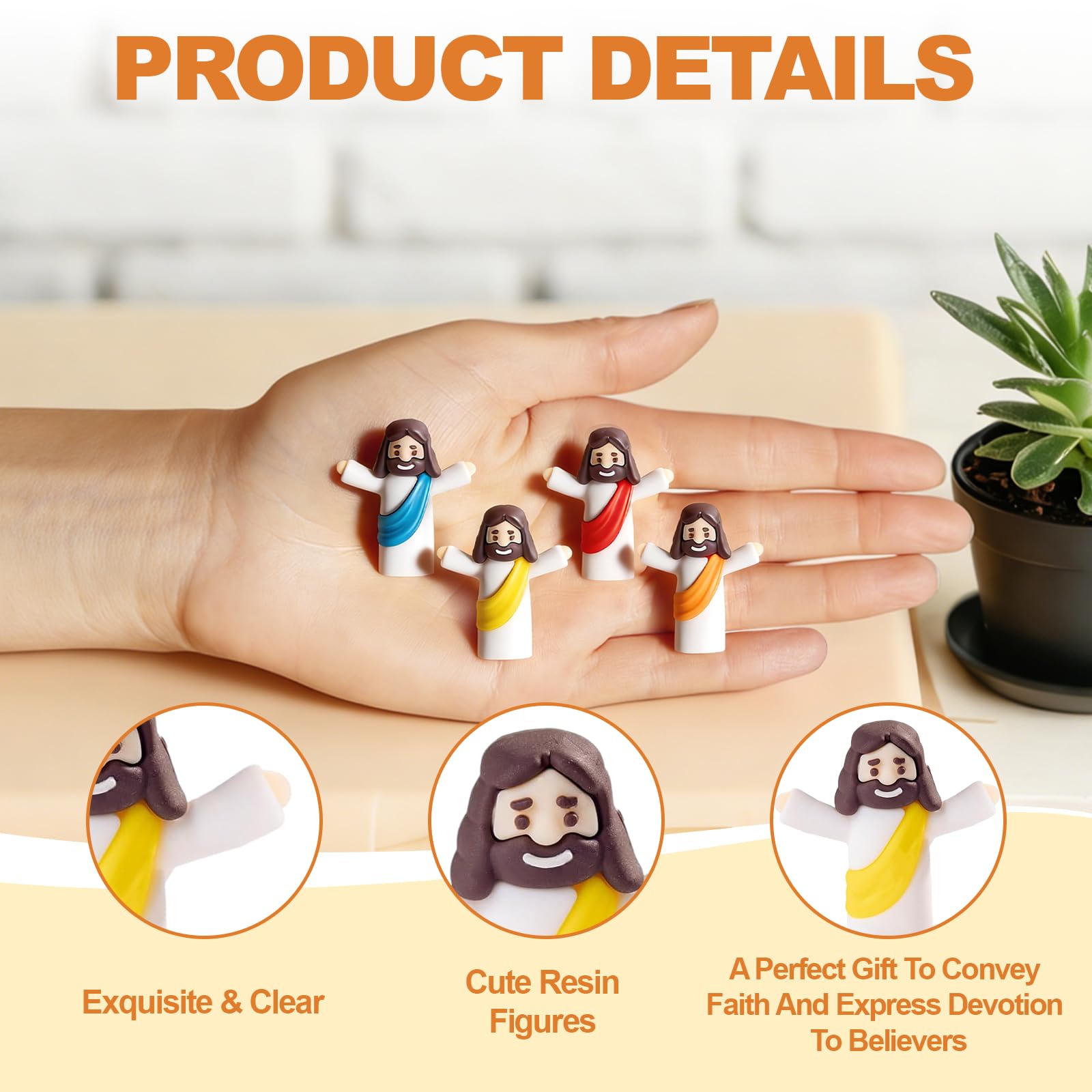 Easter 60pcs Mini Jesus Figures, Little Figures Jesus Loves You Bulk Figurine, Multicolor Mini Figure to Hide Christian Gifts, Christian Gifts for Women for Church Baptism Activities Party Supplies - 4