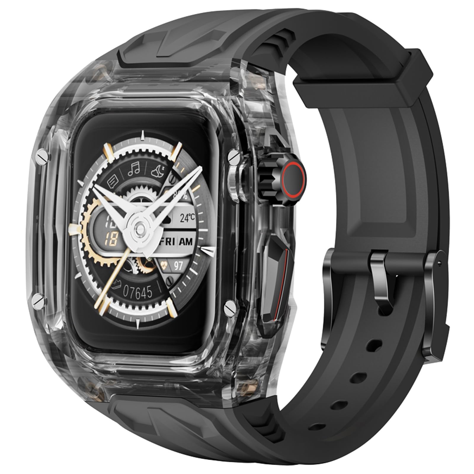 Cinturino compatibile con Apple Watch Kit protezione custodia in policarbonato per Serie 9 8 7 45mm SE 6 5 4 44mm