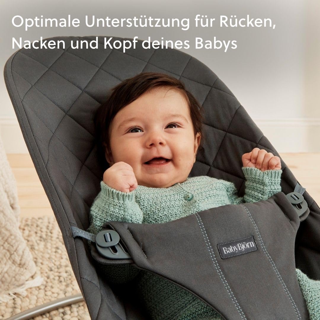 BabyBjörn Babywippe Bliss, Gewebt, Klassische Steppung, Anthrazitgrau
