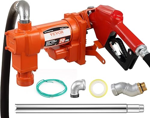 VEVOR Bomba de transferencia de combustible, 12 V CC 20 GPM 14 HP, bomba extractora de gasolina con boquilla automática, manguera de descarga y tubo