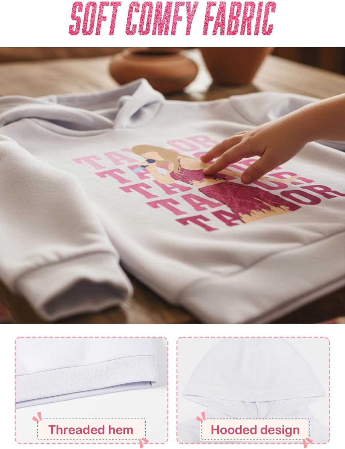 BOMDEALS Girls Country Music Hoodie - Kids Singer Concert Graphic Sweatshirt Fans Birthday Gifts Casual Top Valentine Outfit